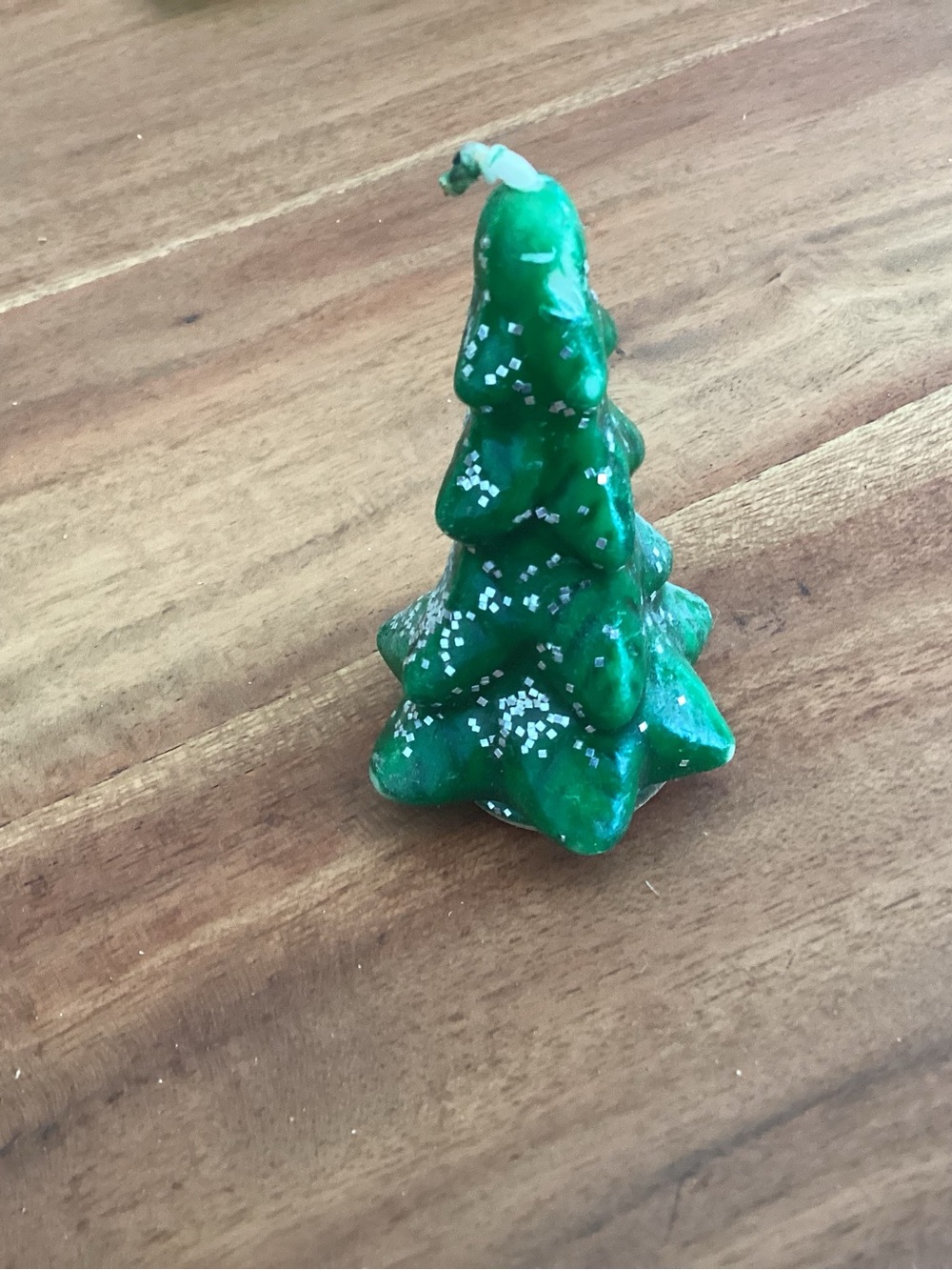 Vtg. Gurley Green glitter Christmas Tree Candle 1950s, unburned.